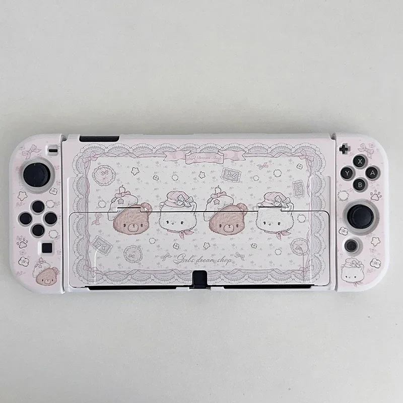 حافظة لجهاز Switch Lite/Oled Split حافظة واقية صلبة ملحقات الألعاب لوحدات تحكم Nintendo Switch Joy-Con Anime غطاء ناعم
