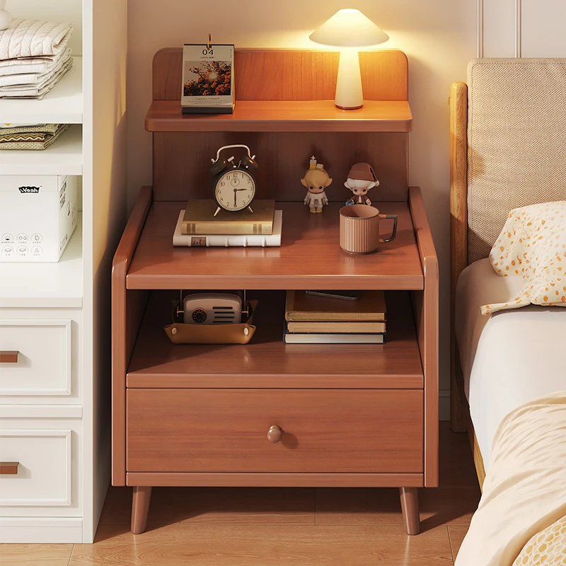 

Прикроватная тумбочка из массива дерева, простой и современный маленький 2025 новый легкий роскошный высококачественный шкаф для хранения в домашней спальне