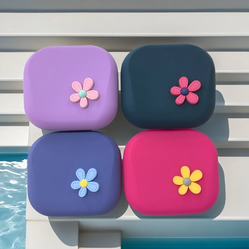 New Flower Silicone Storage Bag Square Magnetic Magnet Coin Purse Waterproof Multifunctional Cosmetic Bag Earphone Storage