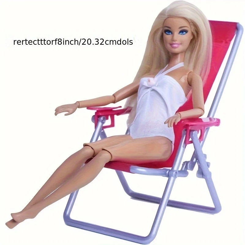 Summer Beach, Non Doll, Party Beach Chair, Suitable for 11.81 Inch Dolls, Foldable Beach Chair, Doll House Accessories