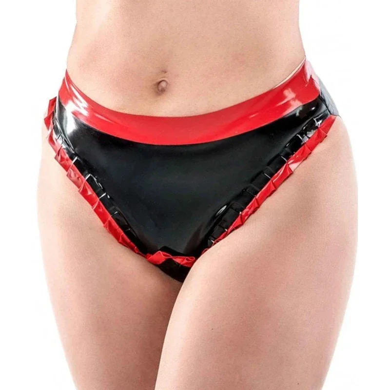 

Latex Lingerie Underwear Rubber Sexy Girl Thong with Red Hot Sale Short Pants for Women