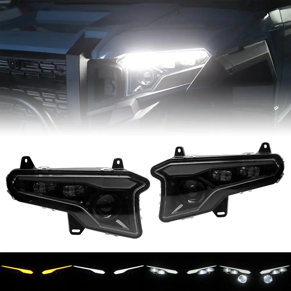 UTV Front LED Headlights Hi/Lo Beam w/ Flowing Turn Signal For Polaris XPEDITION ADV XP NorthStar Ultimate Premium 2024-2026