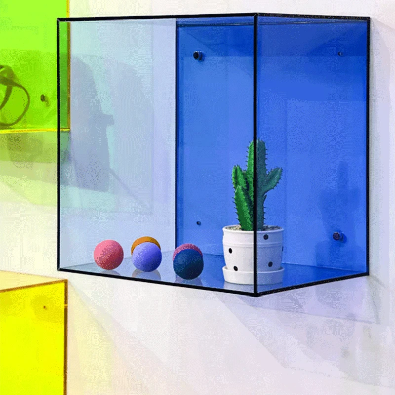 1Pc Wall Mounted Acrylic Storage Box, Wall Decoration Display Rack Figure Organizes Acrylic Box Shoes Handbag Showcase