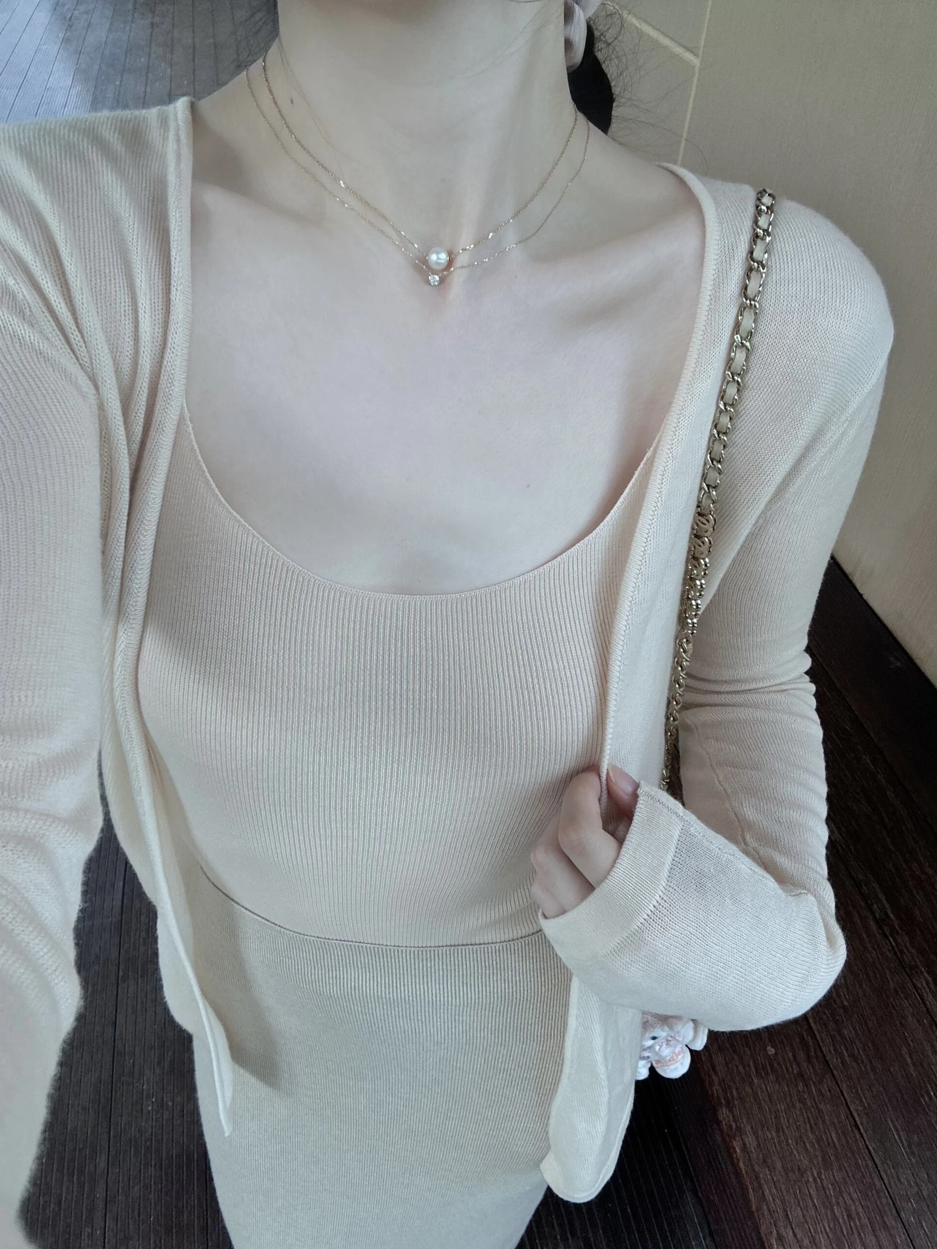 リリー・周-快適な水溶性ウールシリーズ-バレエ-デイリー-ニットセット-レディース-スリムフィット-長袖-ラウンドネック-カーディガン