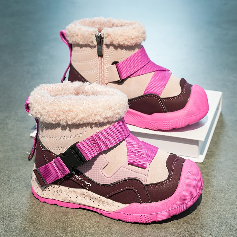 

Children's snow boots for girls in winter new style baby cotton shoes with plush waterproof for boys kids cotton padded shoes