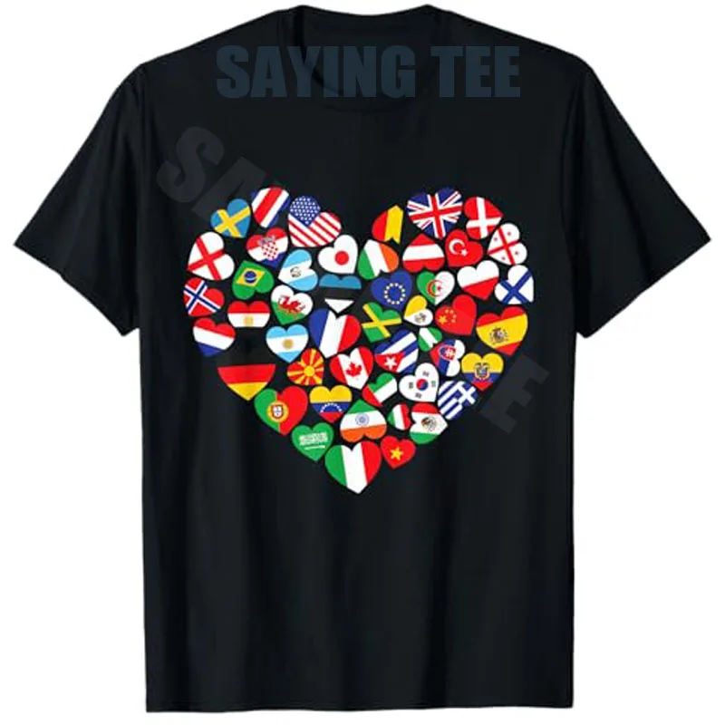 Länder der Welt, 287 Flaggen, internationale Flagge, Herz-T-Shirt, Y2k-Reisegrafik, ästhetische Kleidung, lustiges Geographie-T-Shirt über die Welt – Detail 10