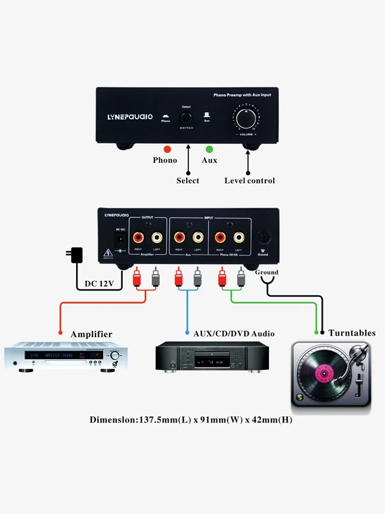 Record Player Vinyl Record Player Pickup Amplifier Front Stage Phono Line Switching Input Volume Control