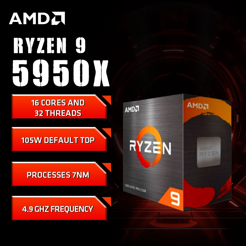 

AMD Ryzen 9 5950X CPU Boxed R9 5950X 4.9GHz 16-Core 32-Thread Socket AM4 Desktop Gaming Processor