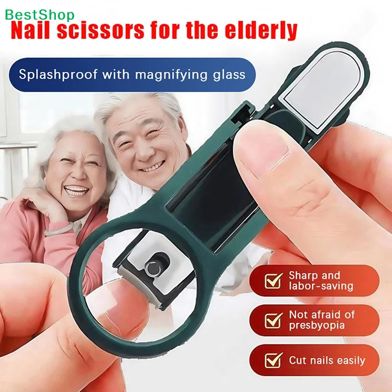 ✍Splashproof Magnifying Glass Nail Clipper for Elderly,Labor-Saving Sharp Nail Cutter with Magnifier for Seniors