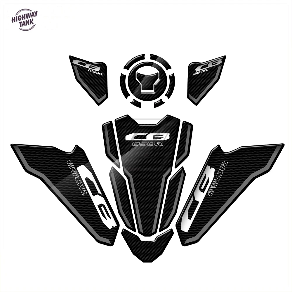 

3D Carbon-look Motorcycle Accessorie Triple Yoke Defender Sticker Tank Pad Decals for Honda CB650R 2021-2022