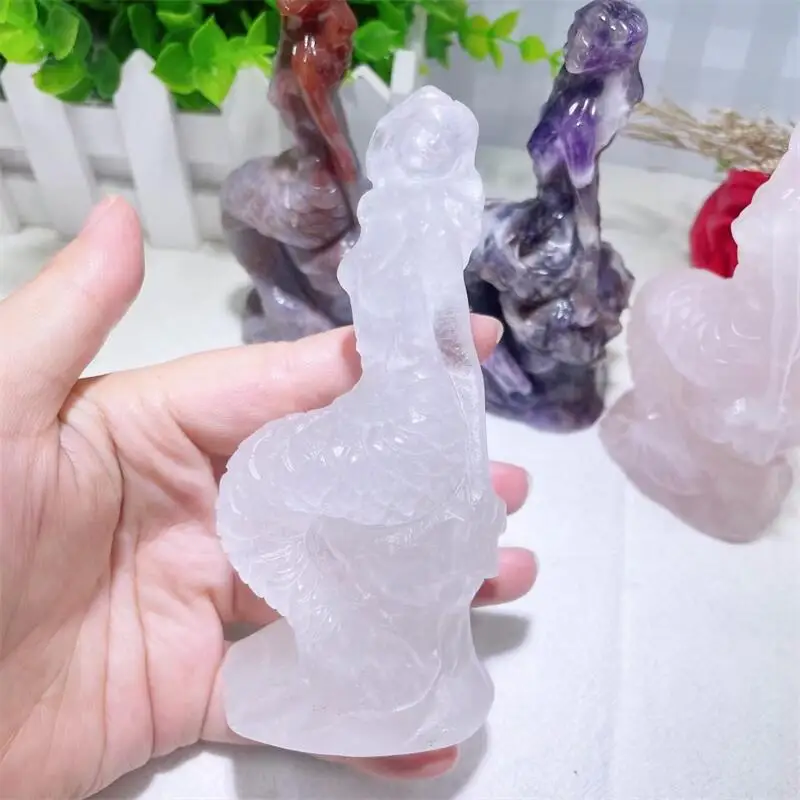 Natural Crystal Sae-maid Statue Carved Healing Feng Shui Aesthetic Room Decor Children Lovely Gift 1pcs