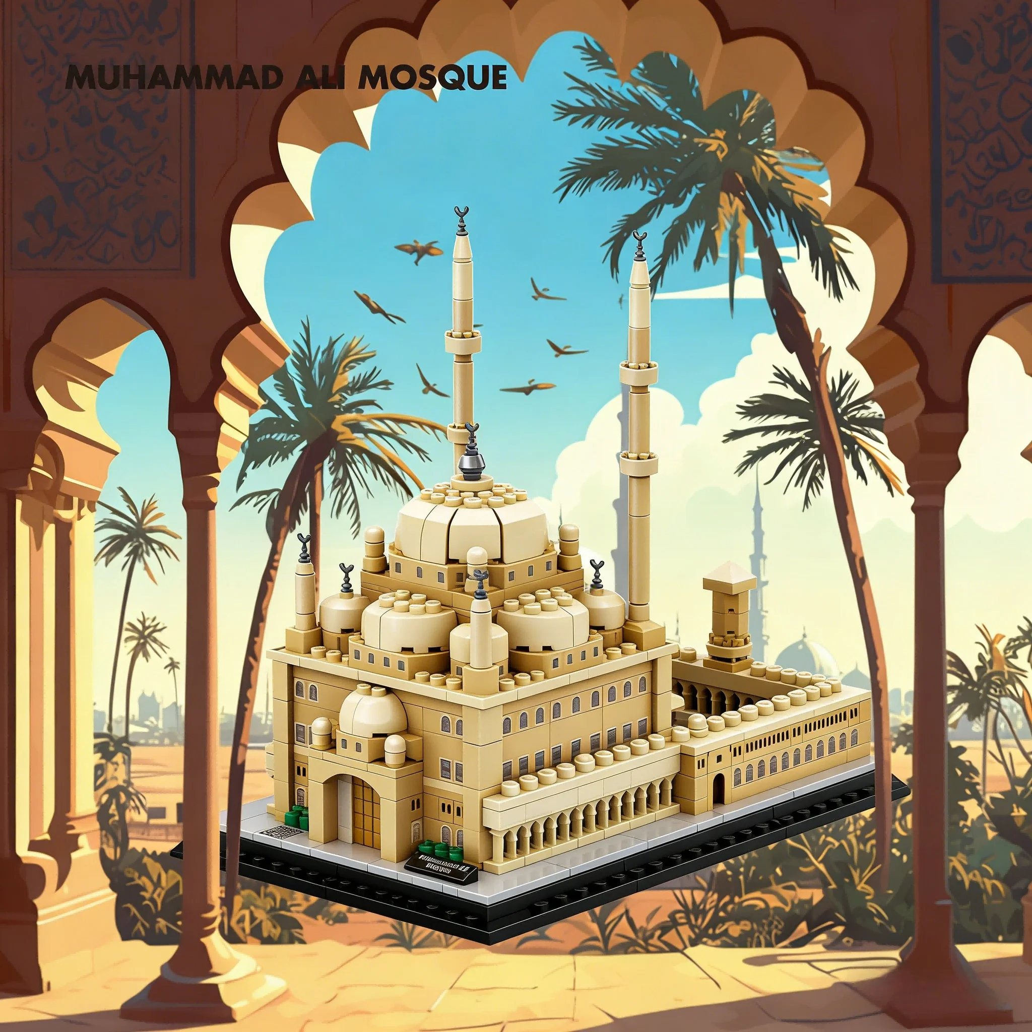 

Реплика строительных блоков Cairo Egypt Mohammed Ali Mosque, комплект моделей османской архитектуры, коллекционный для любителей взрослых