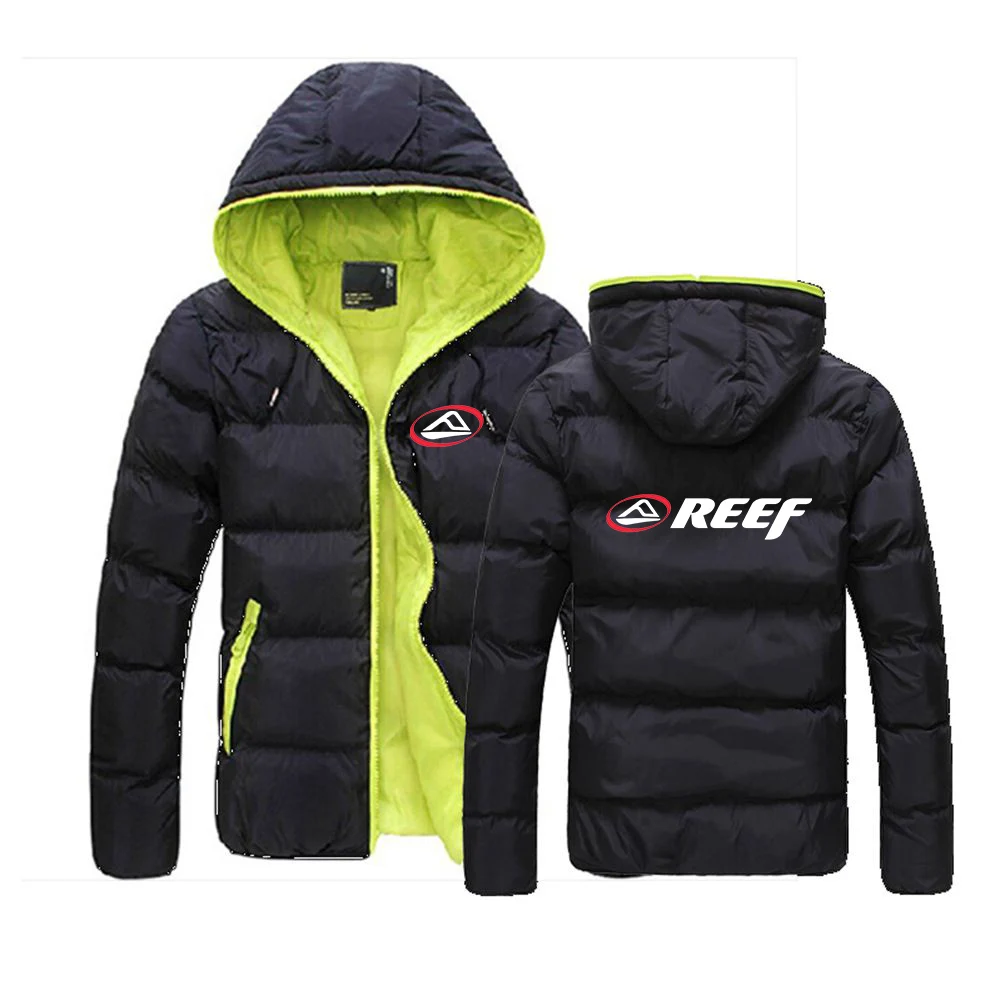2025 Comfortable Warm Hoodies Autumn And Winter Leisure Fleece Zipper Coat Man's Reef Logo Print Hooded Custom Down Jackets