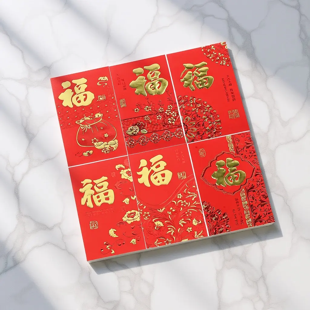 

6 шт. 2024 Красные конверты с иероглифом «Фу» в китайском стиле, бумажные кармашки для денег, счастливые красные пакеты, аксессуар для новогодней вечеринки