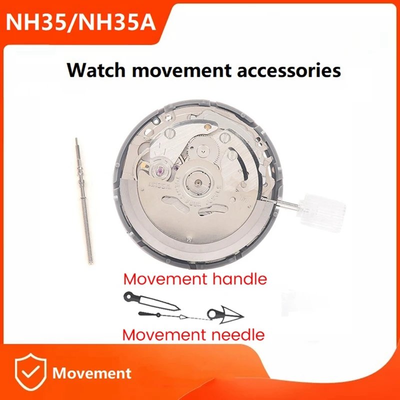 NH35/NH35A Movement+Movement Handle+Needle Watch Accessories Kits High Accuracy Automatic Mechanical Watch Movement