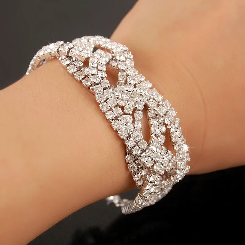 

Chic Vibe Fashion Rhinestone Bracelet Silver & Gold S925 Sterling Silver For Women Enhance Daily Fashion Texture