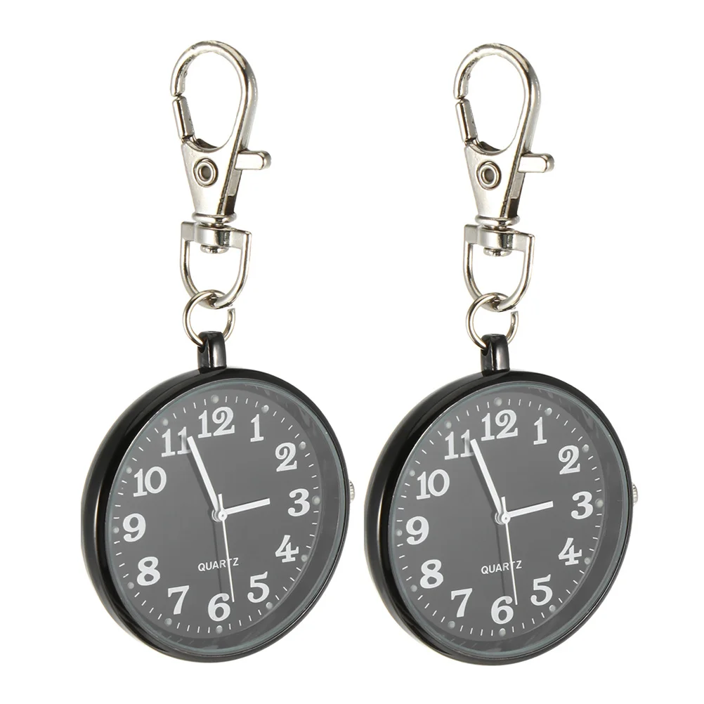 

DEARMAMY 2Pcs Zinc Alloy Keychain Pocket Watch for Men Women Backpack Nurse Clip Digital Style Fashion Accessory