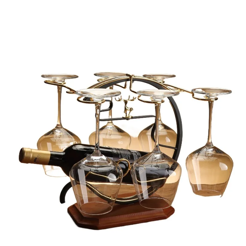 holder upside down hanging solid wood, goblet holder cabinet decoration light luxury high-end cup holder household ornament