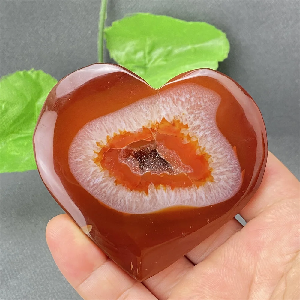 

Natural Red Agate Geode Heart Shape Love Druze Heart Shape Home Decor Holiday Gift