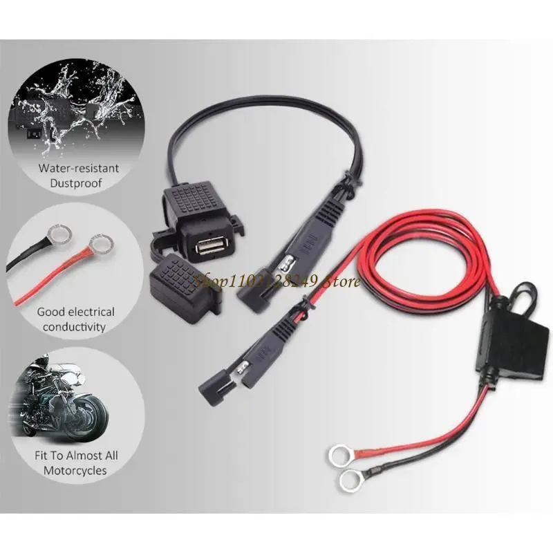 N5KD Cycling Equipment Safe SAE to USB Fast Charging Cable for Motorcycle Scooter