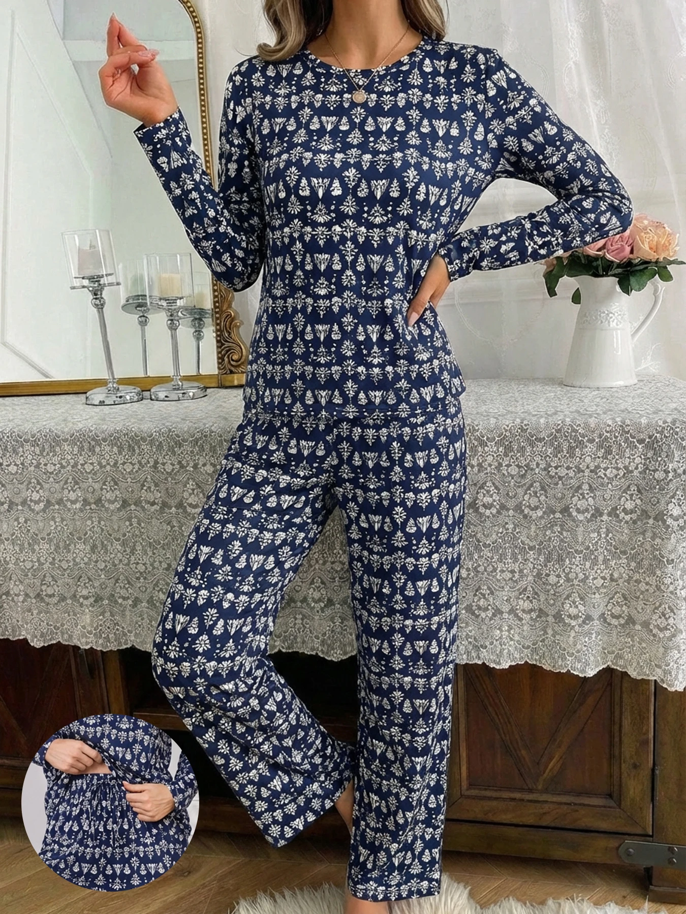 

Женский пижамный комплект: мягкая одежда для сна и отдыха с длинными рукавами