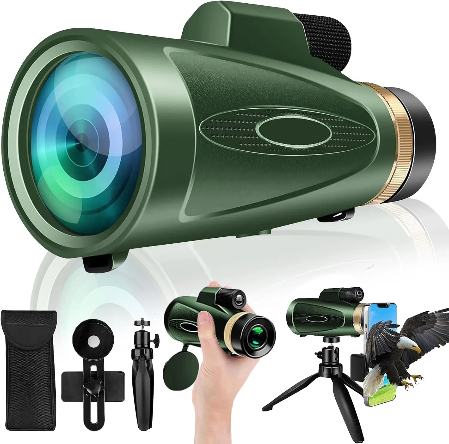 80x100HD สําหรับผู้ใหญ่ขนาดใหญ่ Vision Monoculars สมาร์ทโฟนขับเคลื่อนสูง Monocular สําหรับดูนกล่าสัตว์เดินป่าตั้งแคมป์สัตว์ป่า