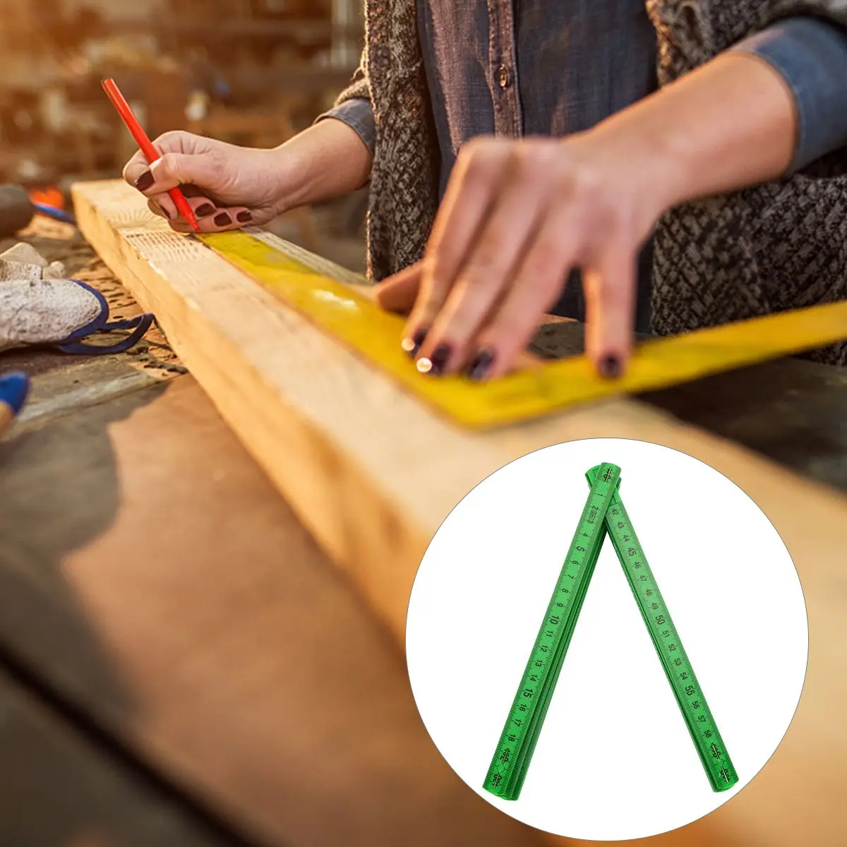 Plastic Folding Ruler Scale Portable Metric Measuring Tape Meter Stick Foldable Precise graduations cm Office