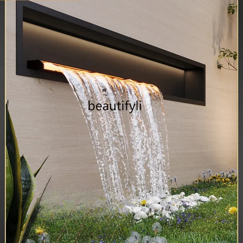 cc182l Stainless Steel Matte Waterfall Water Outlet Courtyard Water Curtain Bath Curtain Water Outlet Landscaping Wall Fountain