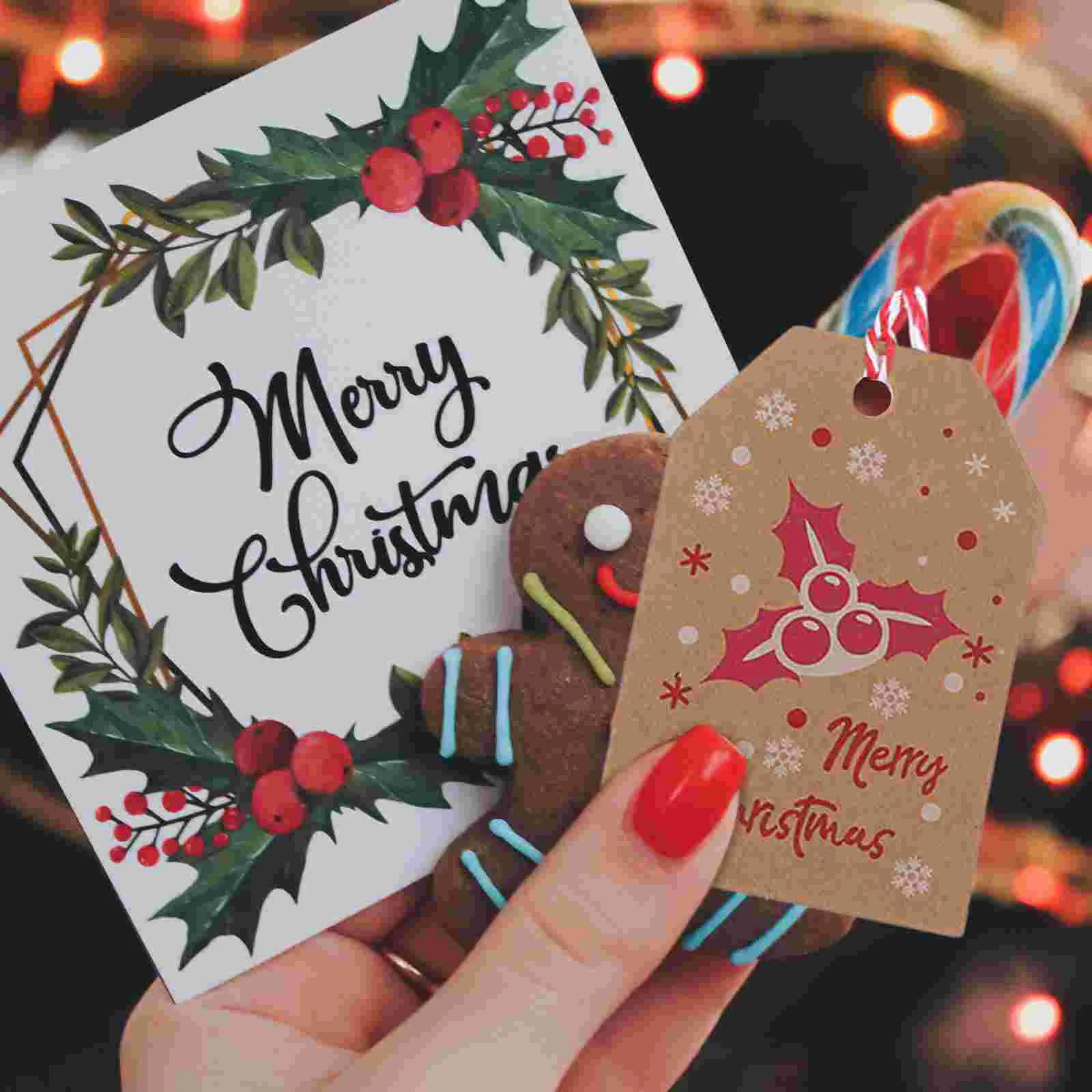 120 Pcs Decor Christmas Hang Tag Beautiful Hanging Cards Pendant Interesting Name Novel Decorative Gift Tags