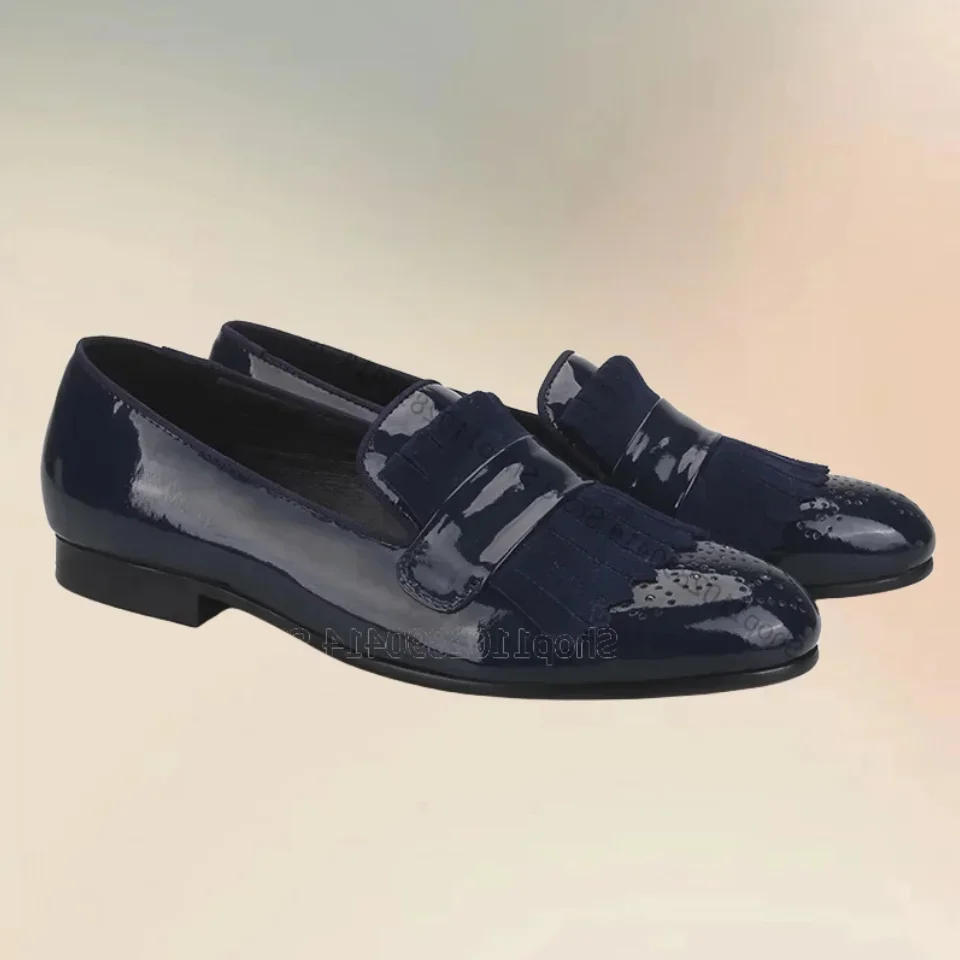 

Three Colors Tassels Decor Breathable Loafers Fashion Slip On Men Casual Shoes Luxurious Handcraft Party Banquet Men Dress Shoes