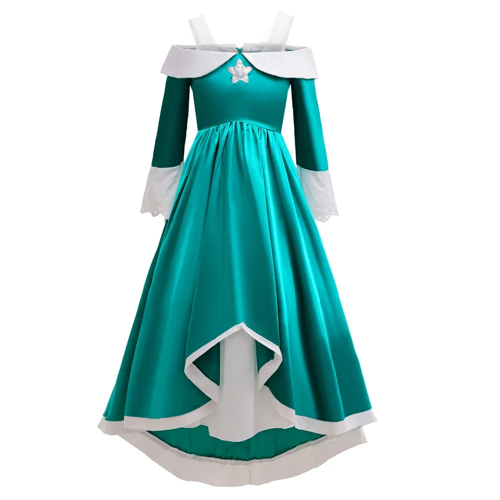 Green Princess Cosplay Rosalina Costume Girls Halloween Stage Performance Dress Up Birthday Party Carnival Princess Cosplay Gown