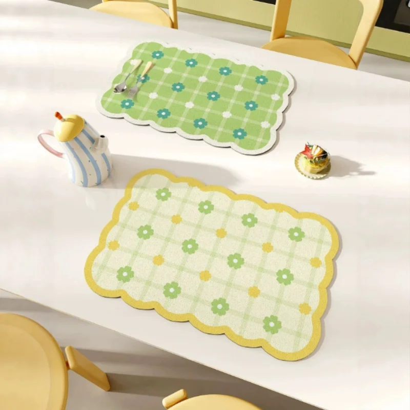 30x45CM Small Fresh Lunch Mat Waterproof Oil-Proof PU Leather Meal Mat Household Dirt-Resistant Heat-Insulating Mat