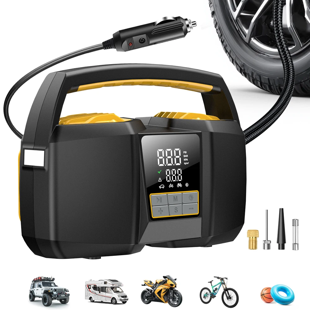 Carsun Dual 25-Cylinder Air Compressor - 150PSI Super Fast Inflator with LED Light (For RV, SUV & Large-Size Tires)