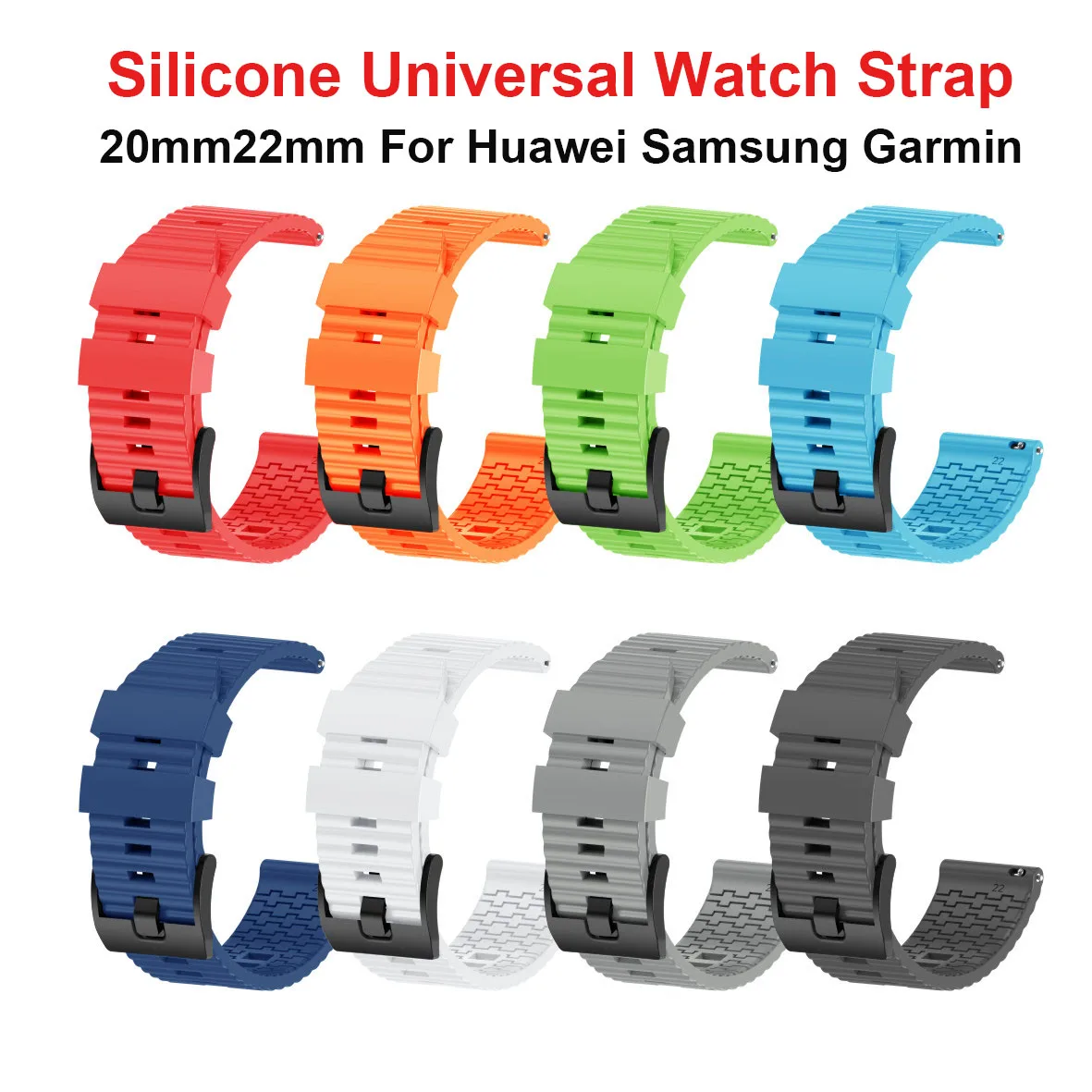 

Ремешок силиконовый для наручных часов Huawei GT, Xiaomi, Huami, Amazfit, Samsung Galaxy, Garmin CAME, Sport Smart, 20 мм, 22 мм