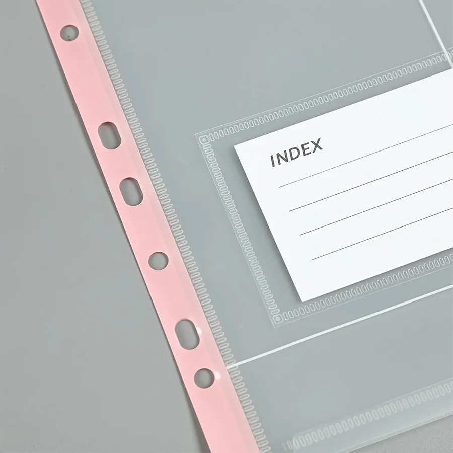 6pcs expandable A4 loose-leaf file bag, 11-hole side-opening folder, button pasted, suitable for 2/3/4 ring binde