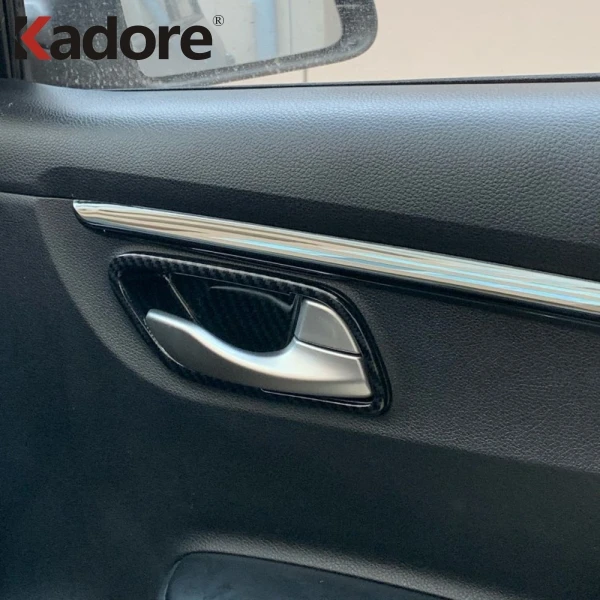 For Kia Rio 4 X-line 2018 2019 Carbon Fiber Interior Door Handle Cover Trims Protection Sticker Accessories Car Styling