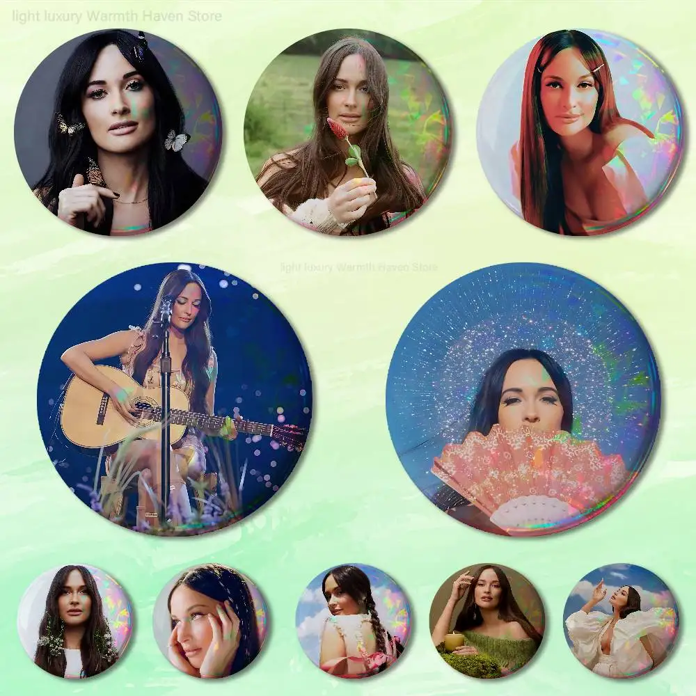 

K-Kacey M-Musgraves Dry Spel 58mm 44mm HD Print Brooch Badges Pretty Derby Round Display Brooches Lapel Pins