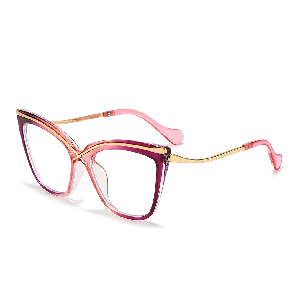 نظارات عين القطة الرجعية العصرية للسيدات، زخرفة معدنية عالية الجودة، عدسات شفافة، خفيفة الوزن وشخصية