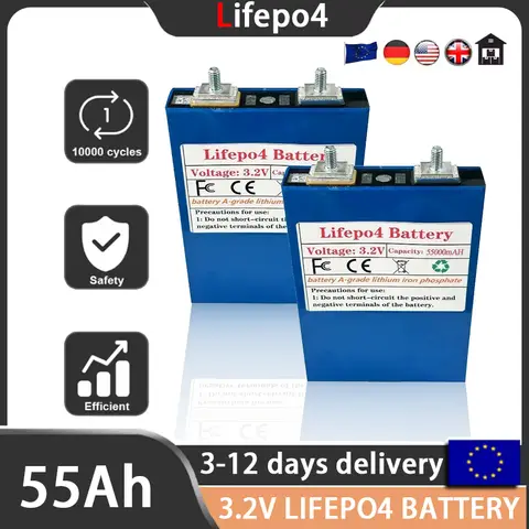 High Quality 12v Campers Golf Cart, Off-road Solar Wind Power Yacht, 3.2V 55Ah Lifepo4 Battery, A-grade Lithium Iron Phosphate