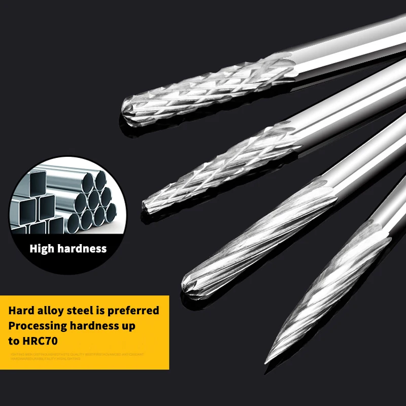 Carbide Rotary file Type A-H tungsten steel grinding head cylindrical handle 3mm AX3 CX3 DX3 GX3 HX3 MX3 Burr Drill Bits CNC