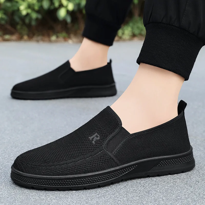 2024 summer lightweight and comfortable casual men\'s shoes for lazy people, one foot shoes, old Beijing cloth shoes for men