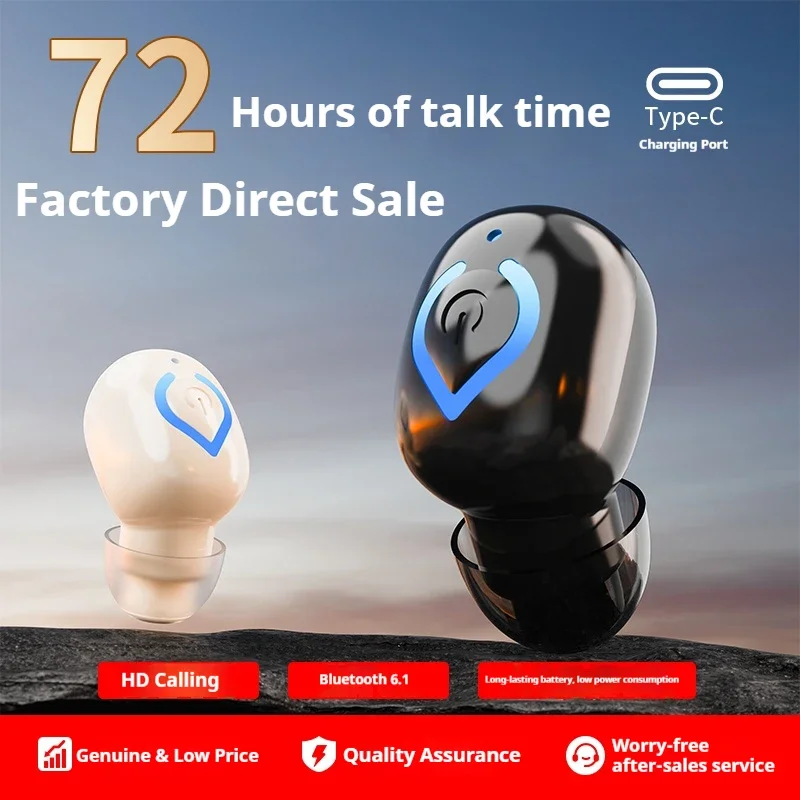 Mini Wireless Bluetooth Headphones With Microphone In-ear Single Earphones Handsfree Noise Canceling Headset For Game Driving view 2