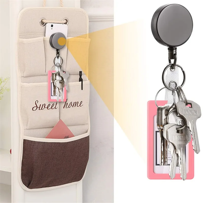 Metal Key Chain Belt Buckle Retractable Card Holder Lanyard Loss Prevention Waterproof Card Holder ID Buckle