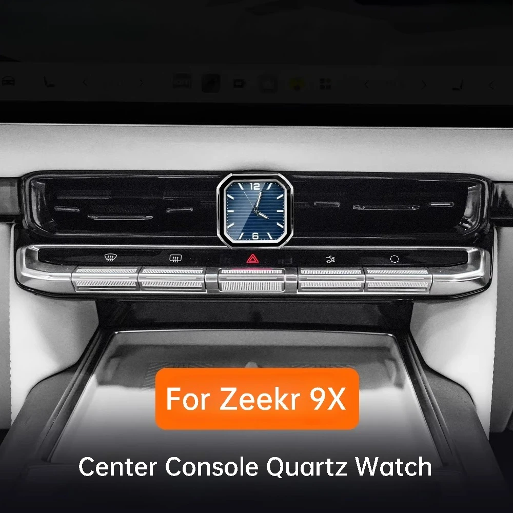 For Zeekr 9X Car Center Console Clock Square Modified Electronic Quartz Watch Interior Decoration Accessories