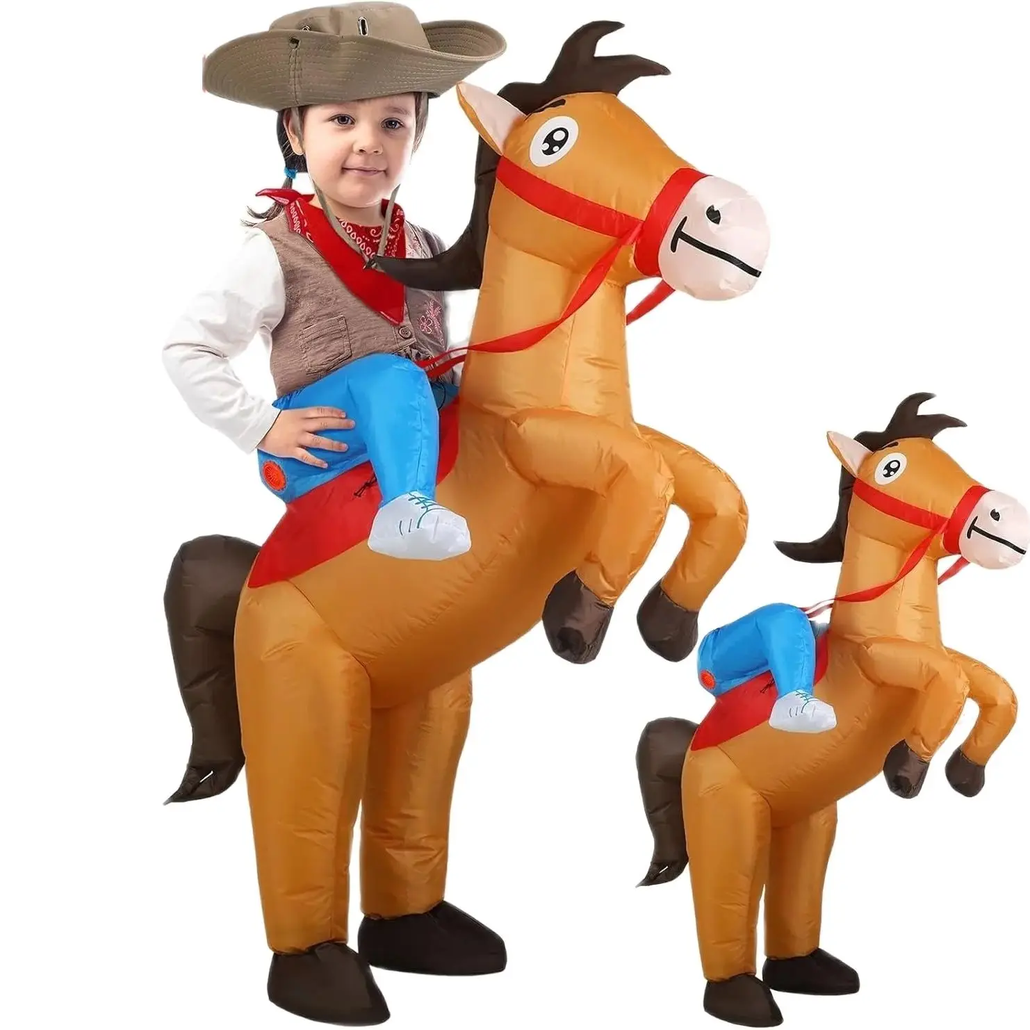 

Inflatable Horse Costume Set, Horse Riding Denim Costume, Inflatable Halloween Costume, Party Supplies