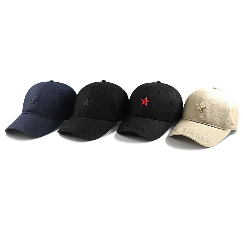 High-quality Red Five-pointed Star Baseball Cap Pure Cotton Peaked Cap Outdoor Leisure Sports Hat Sun Protection Hat