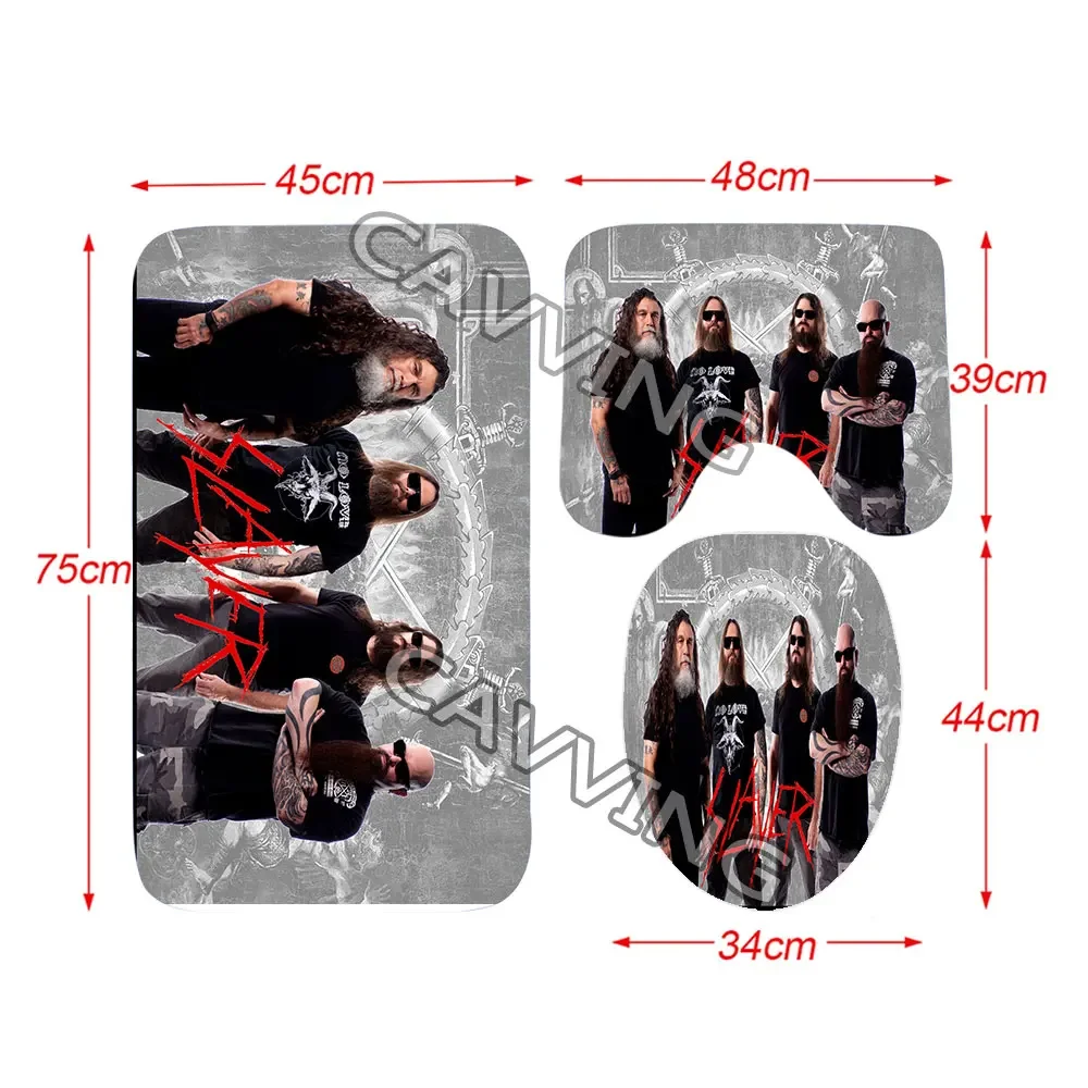 Slayer Rock Band 3D Print Shower Curtain Waterproof Bathroom Curtain Anti-slip Bath Mat Set Toilet Rugs Carpet