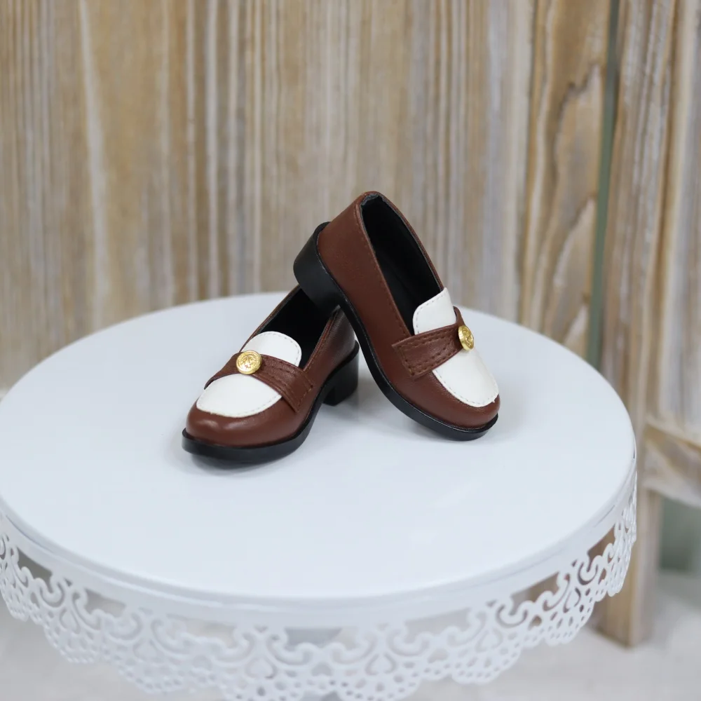 

BJD/SD Doll Shoes 1/3 Toys Girls Daily Simple Black White Brown Elegant Round Toe Gold Coin Buckle Shoes Gifts Doll Accessories