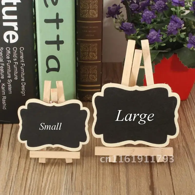 

5 PCS/Set Mini Wooden Blackboard Menu Message Label Board Stand Chalkboard Portable Wedding Party Decor Memo Clips Ornaments