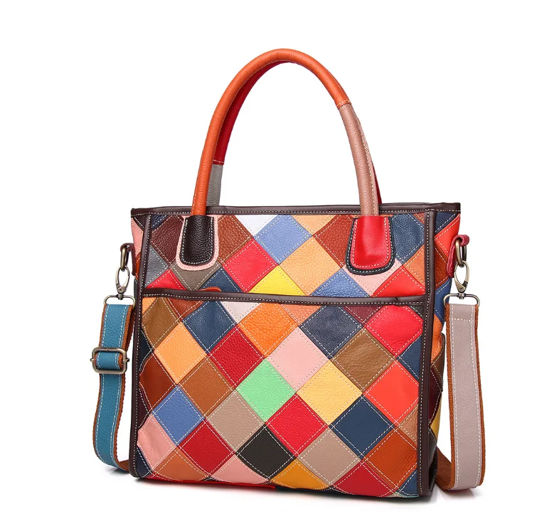 

LOMANTINA Vintage Ladies Bags Famous Designer Brands High Quality Woman Bags Purses And Handbags Plaid Satchel